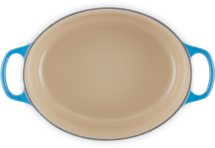 Le Creuset Signature ovale braadpan 31 cm azure binnenkant