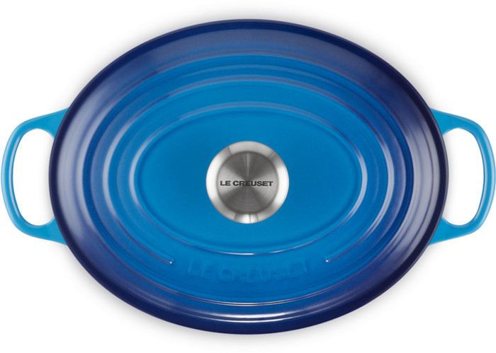 Le Creuset Signature ovale braadpan 31 cm azure bovenkant