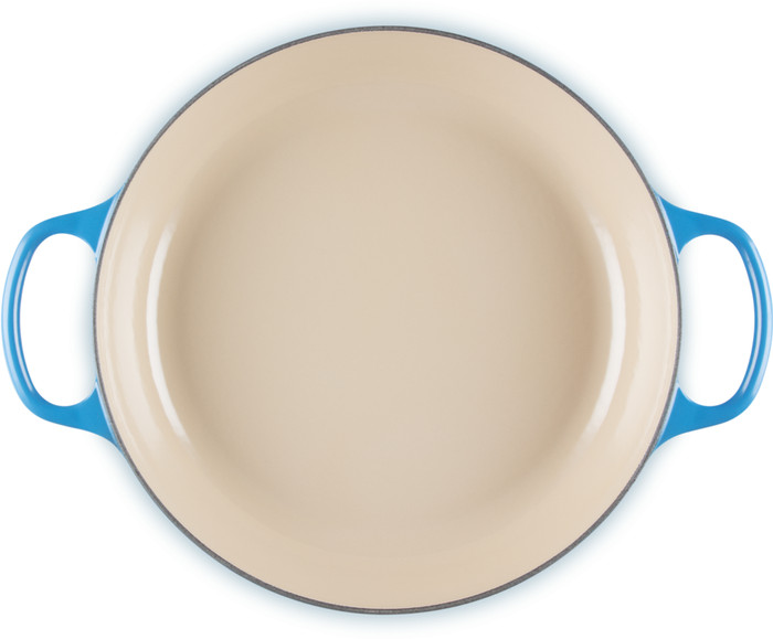 Le Creuset Signature Campagnard Cocotte 30 cm Azur intérieur