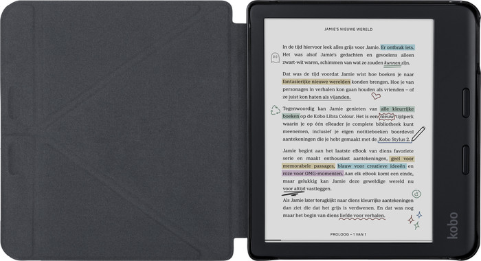 BlueBuilt Kobo Libra Colour Book Case Zwart voorkant