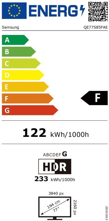 Samsung 77" OLED S85F 4K (2025) energielabel