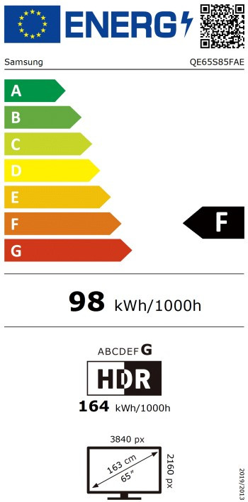 Samsung 65" OLED S85F 4K (2025) energielabel