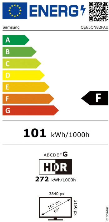 Samsung 65" Neo QLED QN82F 4K (2025) energielabel