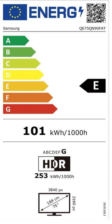 Samsung 75" Neo QLED QN90F 4K (2025) + Samsung HW-S700D Zwart (2024) energielabel