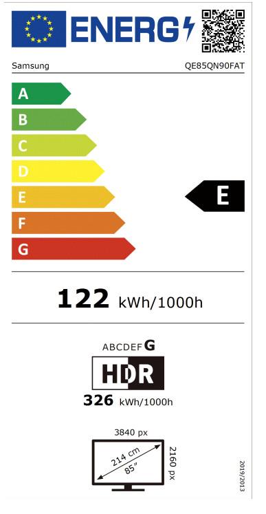 Samsung 85" Neo QLED QN90F 4K (2025) energielabel