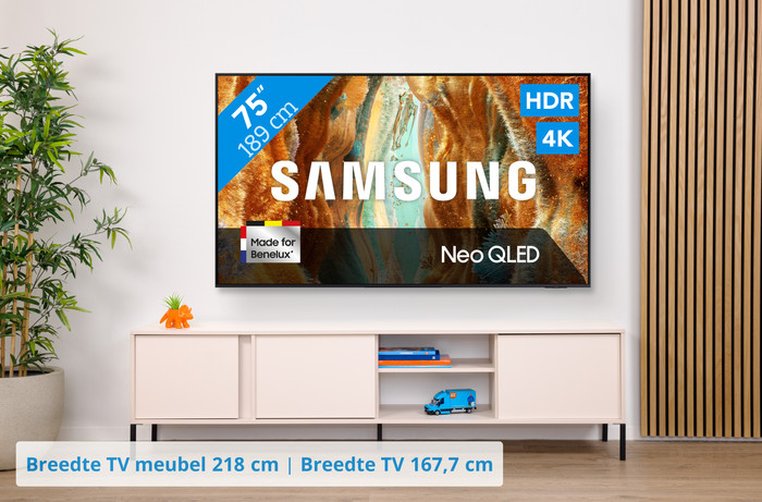 Samsung 75" Neo QLED QN73F 4K (2025) + Samsung HW-B750F (2025) visual Coolblue 1