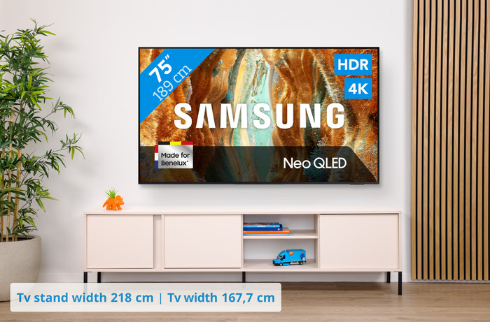 Samsung 75 inches Neo QLED QN73F 4K (2025) + Samsung HW-B750F (2025) visual Coolblue 1