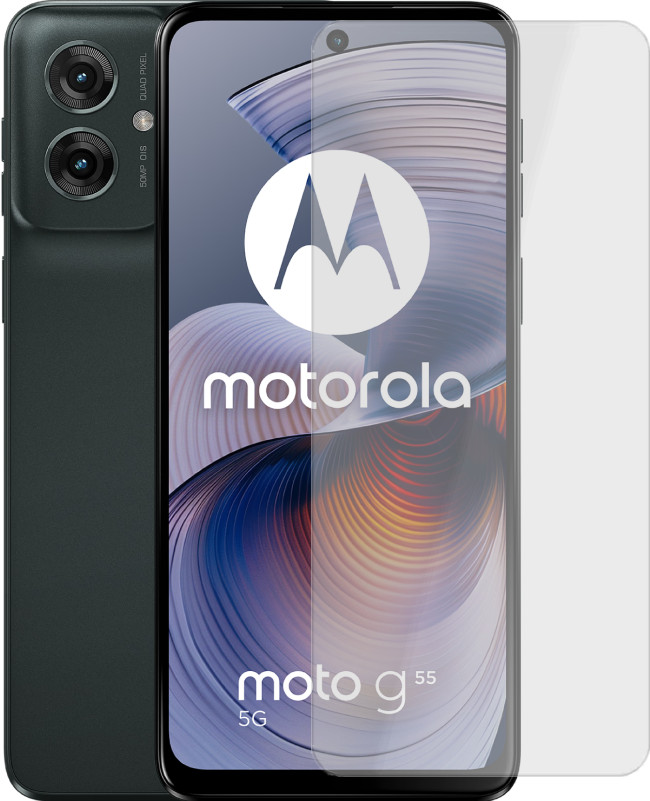 Motorola Moto G55 256GB Zwart 5G + Just in Case Tempered Glass Screenprotector Main Image