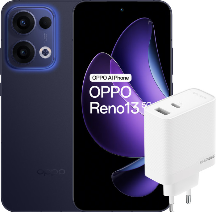OPPO Reno13 256GB Blue 5G + OPPO SuperVOOC Charger 80W with 2 Ports Main Image