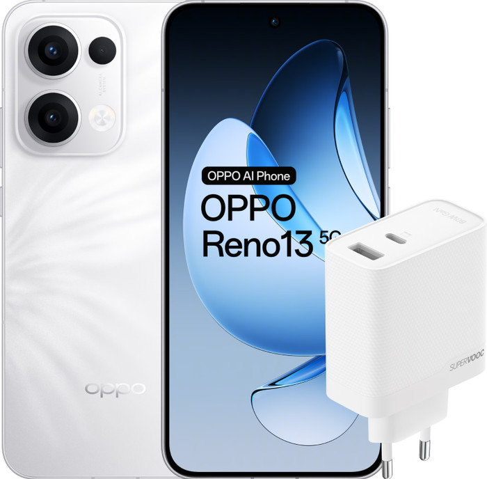 OPPO Reno13 256GB Wit 5G + OPPO SuperVOOC Oplader 80W met 2 Poorten Main Image