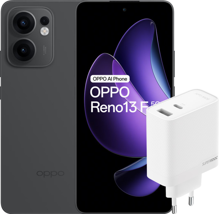 OPPO Reno 13 F 256GB Zwart 5G + OPPO SuperVOOC Oplader 45W Main Image