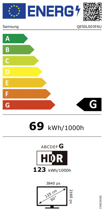 Samsung 50" The Frame LS03FA 4K (2025) energielabel