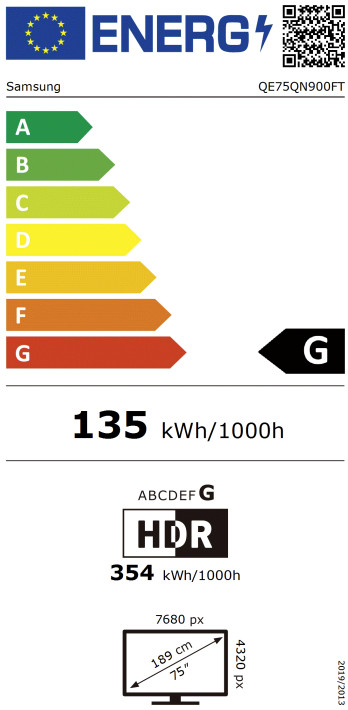 Samsung 75" Neo QLED QN900F 8K (2025) energielabel