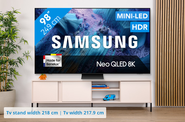 Samsung 98 inches Neo QLED QN990F 8K (2025) + Samsung HW-Q930F Black visual Coolblue 1