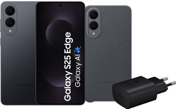 Samsung Galaxy S25 Edge 256GB Zwart 5G + Accessoirepakket Main Image