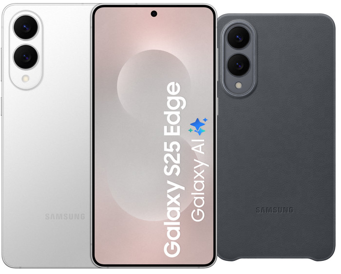 Samsung Galaxy S25 Edge 256GB Zilver 5G + Samsung Kindsuit Back Cover Zwart Main Image