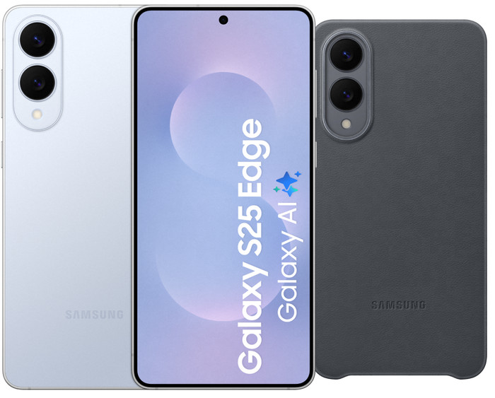 Samsung Galaxy S25 Edge 512GB Blauw 5G + Samsung Kindsuit Back Cover Zwart Main Image