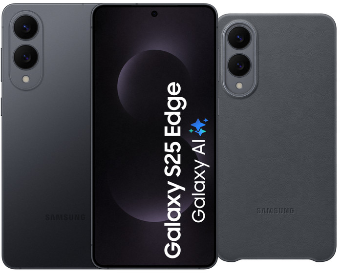 Samsung Galaxy S25 Edge 512GB Black 5G + Samsung Kindsuit Back Cover Black Main Image