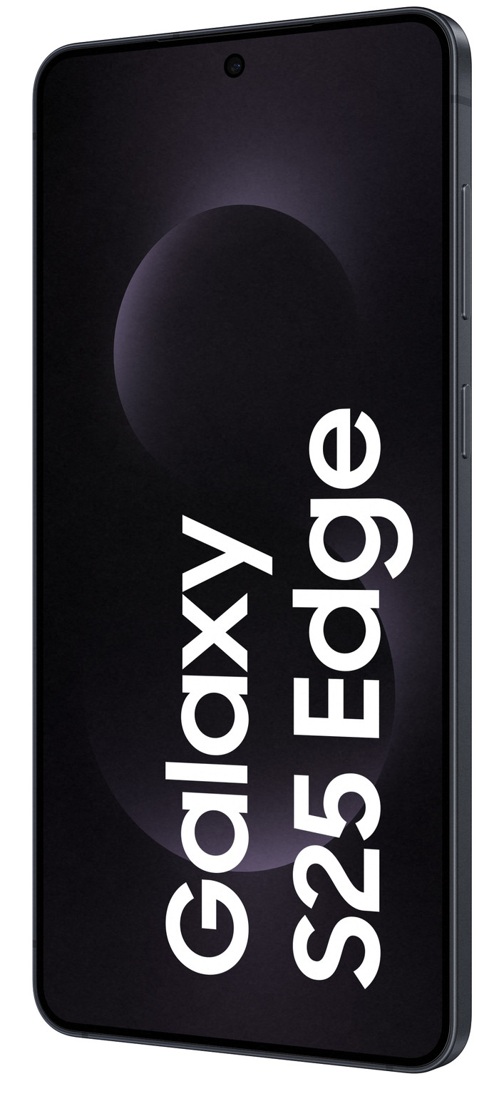 Samsung Galaxy S25 Edge 512GB Zwart 5G + Samsung Oplader 25 Watt Zwart voorkant