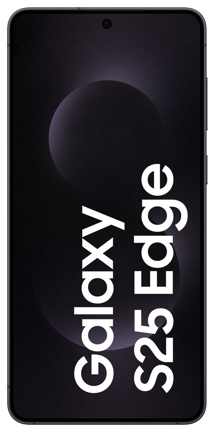 Samsung Galaxy S25 Edge 512GB Zwart 5G + Samsung Oplader 25 Watt Zwart voorkant