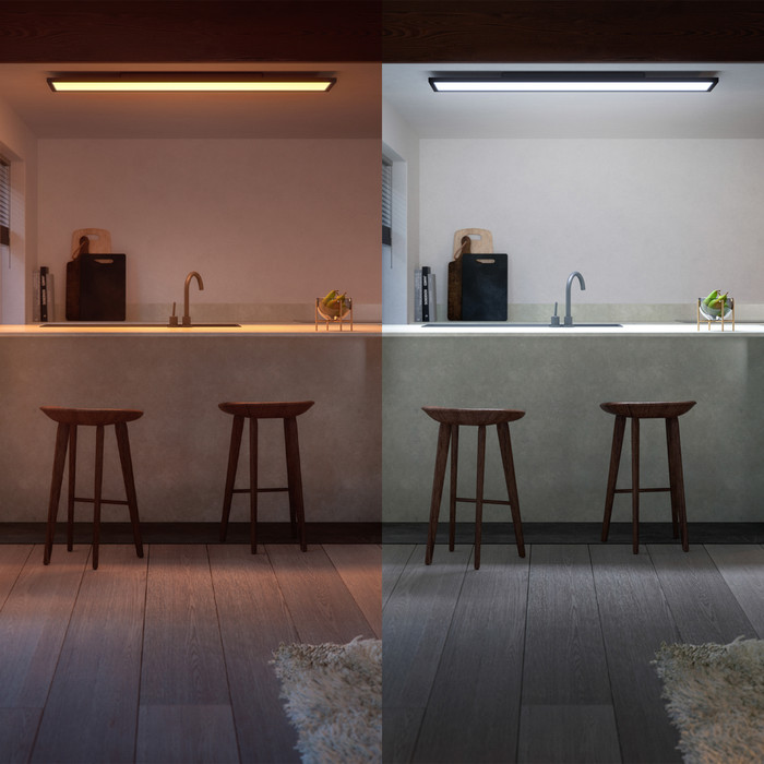 Philips Hue Aurelle White Ambiance - Zwart - Rechthoekig product in gebruik
