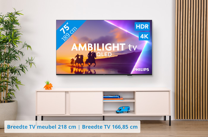 Philips Ambilight 75" PUS8500 QLED 4K (2025) + JBL Bar 300 M2 Zwart visual Coolblue 1