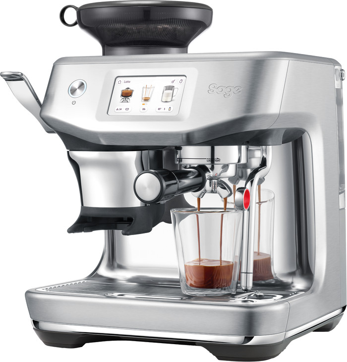 Sage Barista Touch Impress Cold Brushed Stainless Steel product in gebruik
