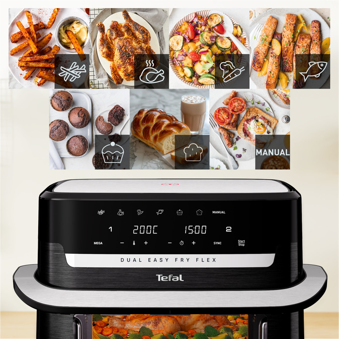 Tefal Dual Easy Fry Flex EY9228 produkt in gebrauch