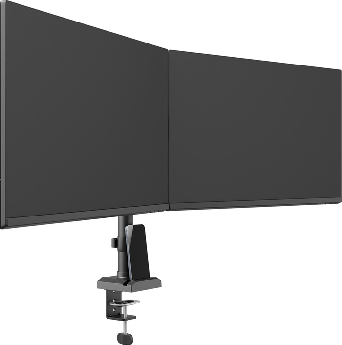 Neomounts NERO DS60-600BL2 Monitorarm Zwart product in gebruik