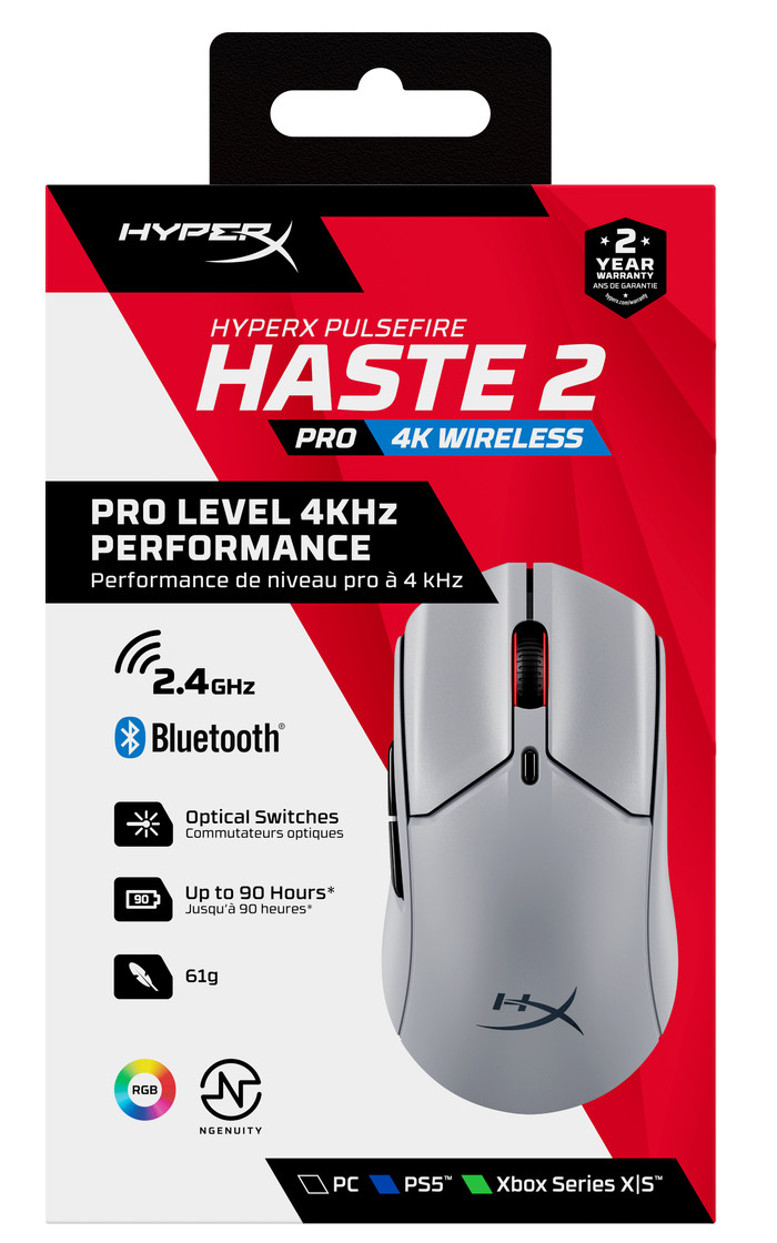 HyperX Pulsefire Haste 2 Pro 4K Wireless Gaming Mouse packaging