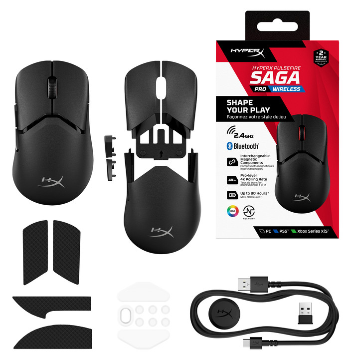 HyperX Pulsefire Saga Pro Wireless Gaming Mouse Black combined product