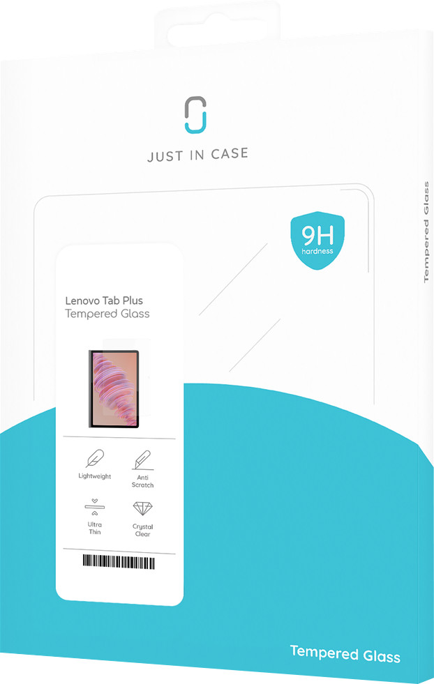 Just in Case Lenovo Tab Plus Screenprotector Glas verpakking