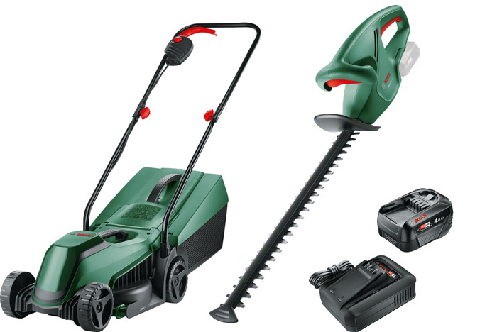Bosch EasyMower 18V-32-200 + Bosch EasyHedgeCut 18-45 Li + Bosch Starterset 18V 4,0 Ah Main Image