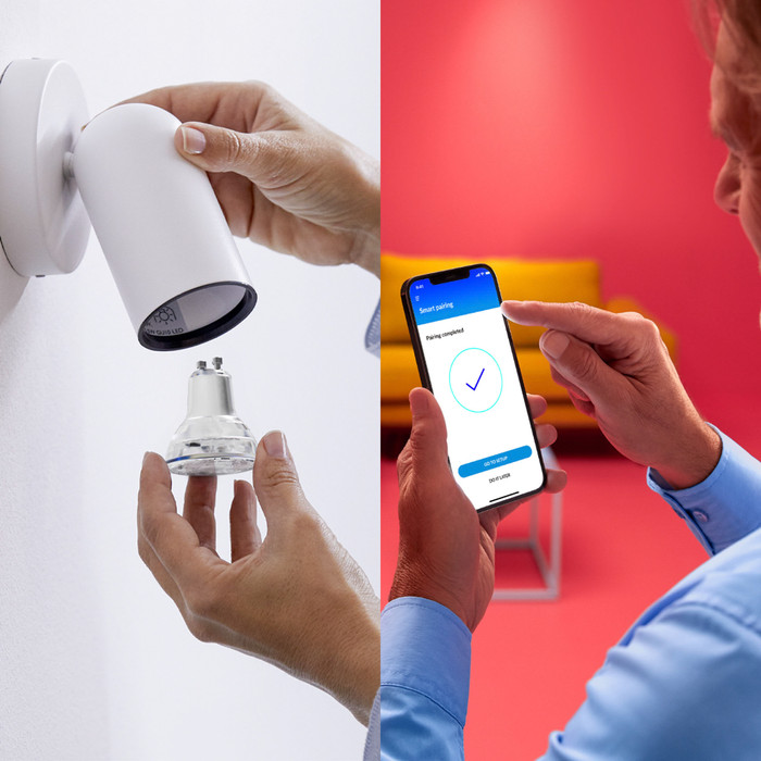 WiZ Spot - Gekleurd en Wit Licht - GU10 - 3-pack product in gebruik