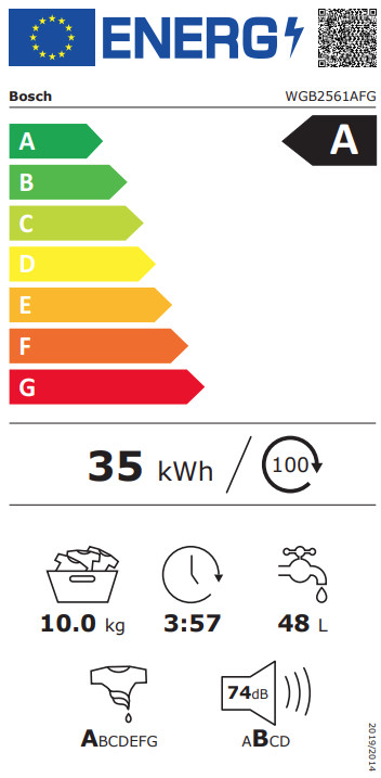 Bosch WGB2561AFG energielabel
