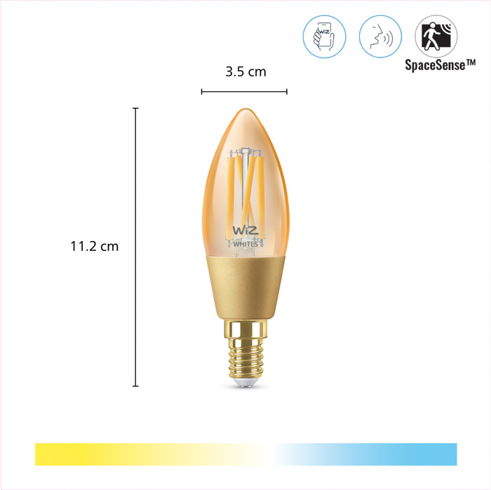 WiZ Kaarslamp Filament - Warm- tot koelwit licht - Goud - E14 visual leverancier