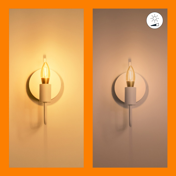 WiZ Kaarslamp Filament - Warm- tot koelwit licht - Goud - E14 product in gebruik