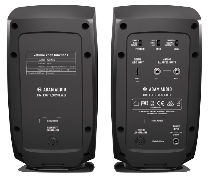 ADAM Audio D3V Black back