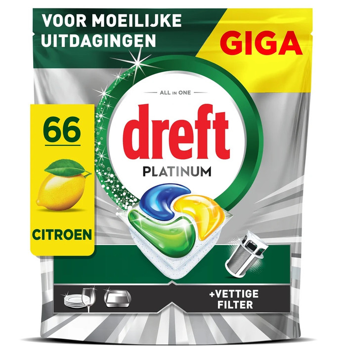 Dreft Vaatwastabletten Platinum All In One Original - 66 stuks detail