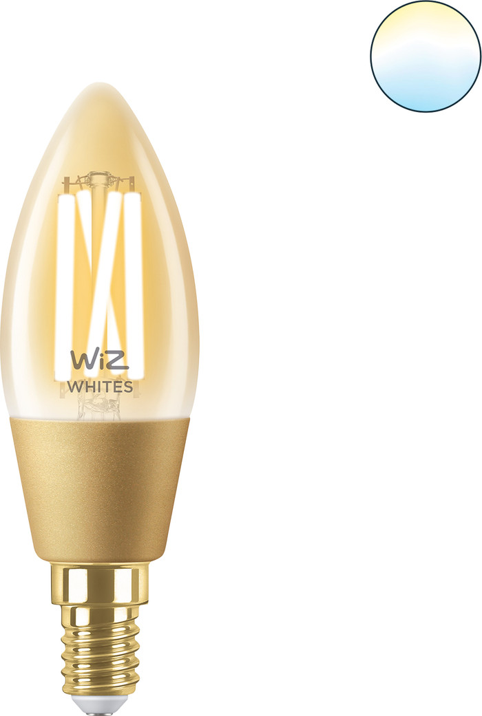 WiZ Kaarslamp Filament - Warm- tot koelwit licht - Goud - E14 product in gebruik
