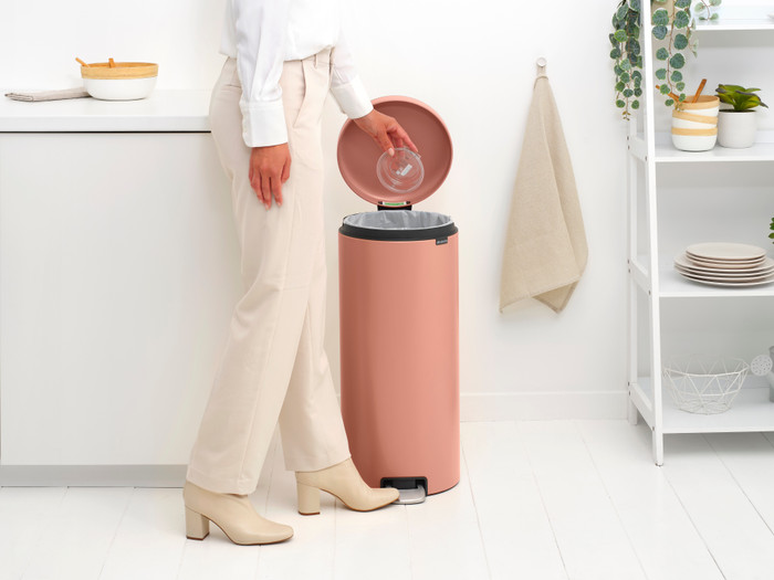Brabantia NewIcon Pedal Trash Can 30L Warm Copper product in use