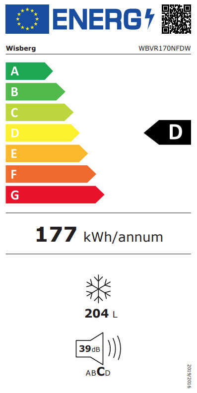 Wisberg WBVR170NFDW energielabel