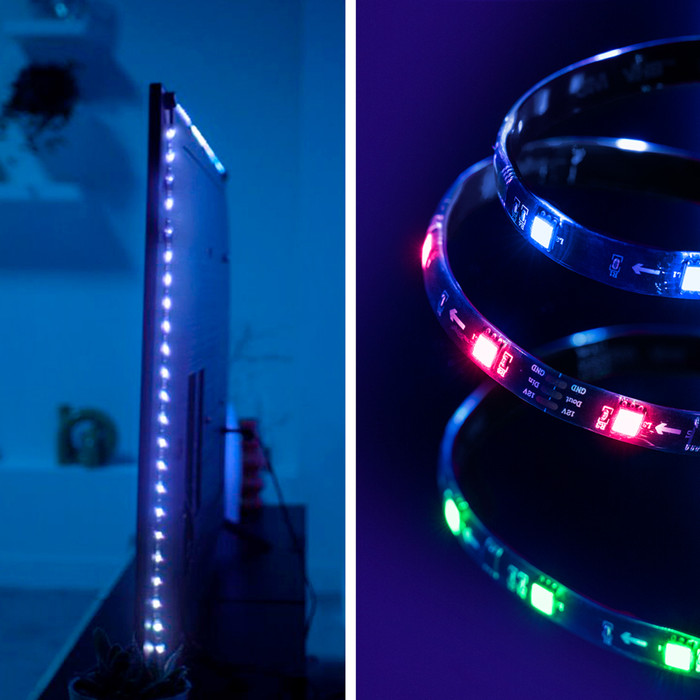 WiZ HDMI Sync Box + Lightstrip voor 55-65 Inch TV's product in gebruik