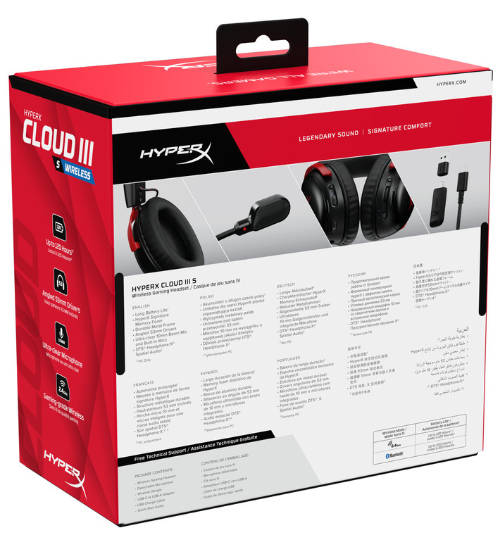 HyperX Cloud III S Wireless Rood/Zwart verpakking
