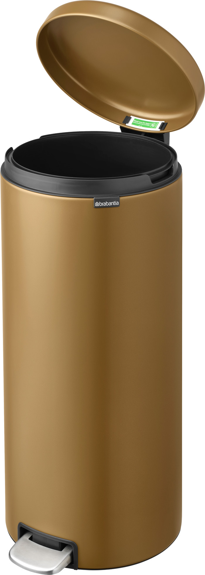 Brabantia NewIcon Pedal Trash Can 30L Warm Brass inside