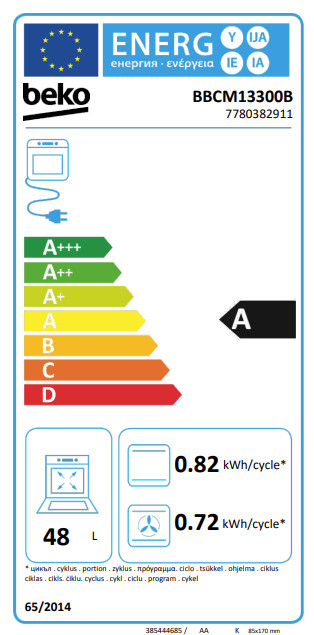 Beko BBCM13300B AeroPerfect energy label