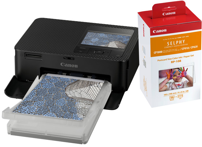 Canon SELPHY CP1500 Zwart + Canon RP-108 Inkt Cassette/Papier Set 108 vel Main Image