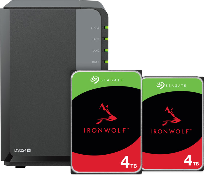 Synology DS224+ + Seagate Ironwolf 4TB Duo pack Main Image