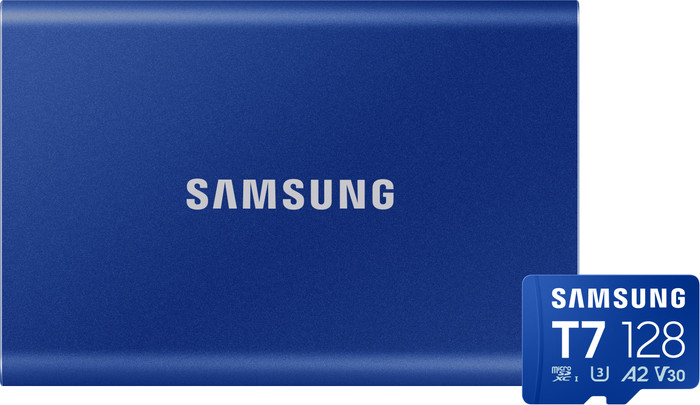 Samsung T7 Portable SSD 2TB Blue + Samsung MicroSDXC T7 128GB 170MB/s Main Image
