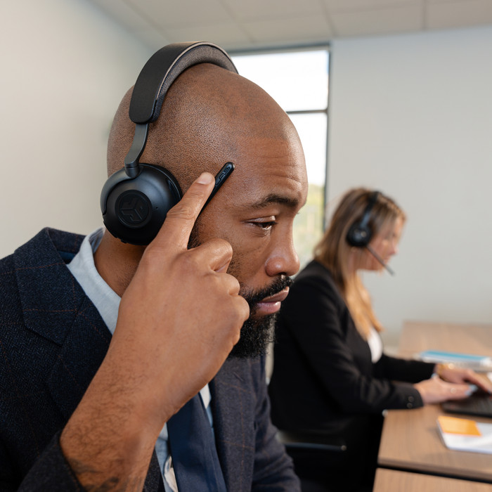 JLab Epic Work ANC Wireless Office Headset Graphite product in use